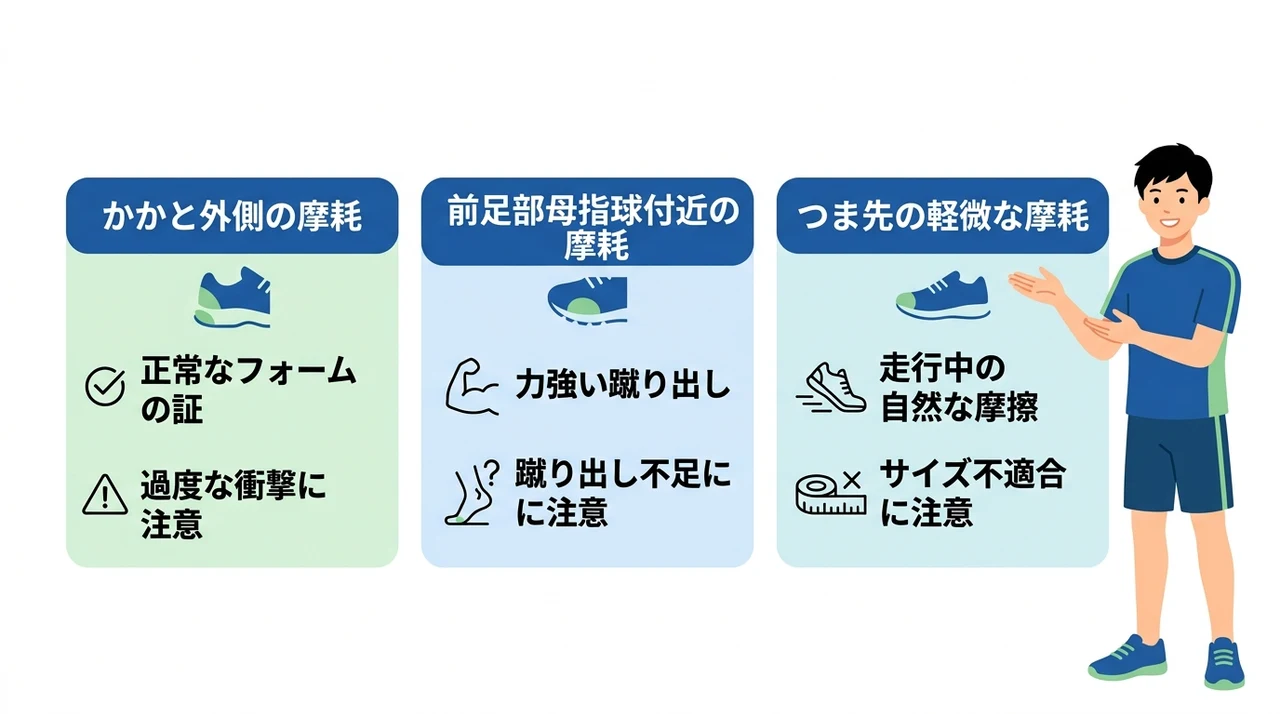 ランニングシューズの理想的な減り方と正常パターン