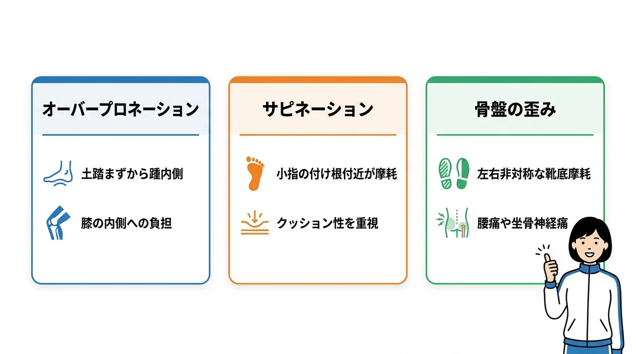ソールの減り方で診断するランニングフォームの癖