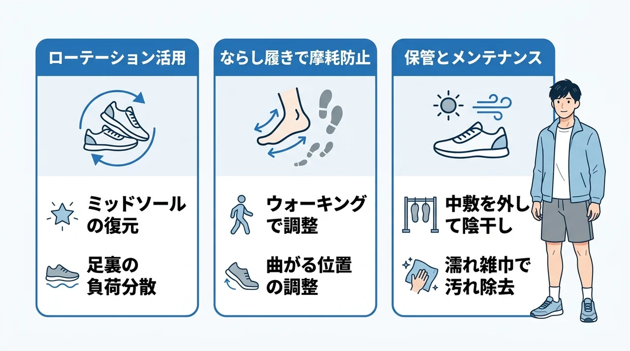 シューズを長持ちさせるローテーションと慣らし履き