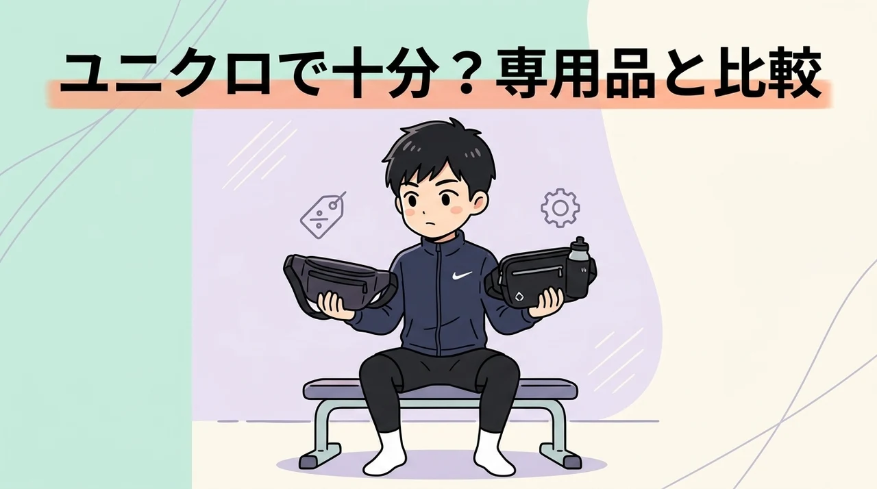 ユニクロバッグと専用ランニングポーチの比較