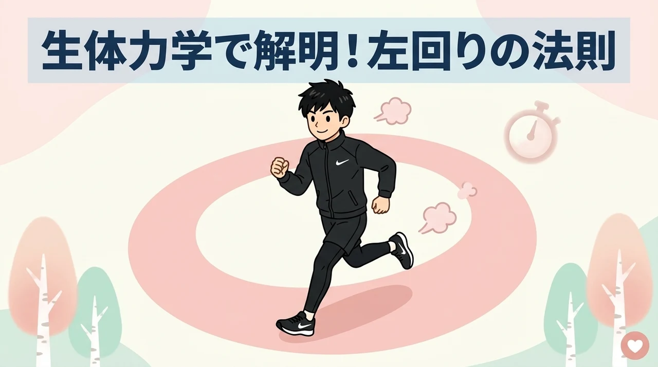 反時計回りが走りやすい生体力学的な理由と左回りの法則
